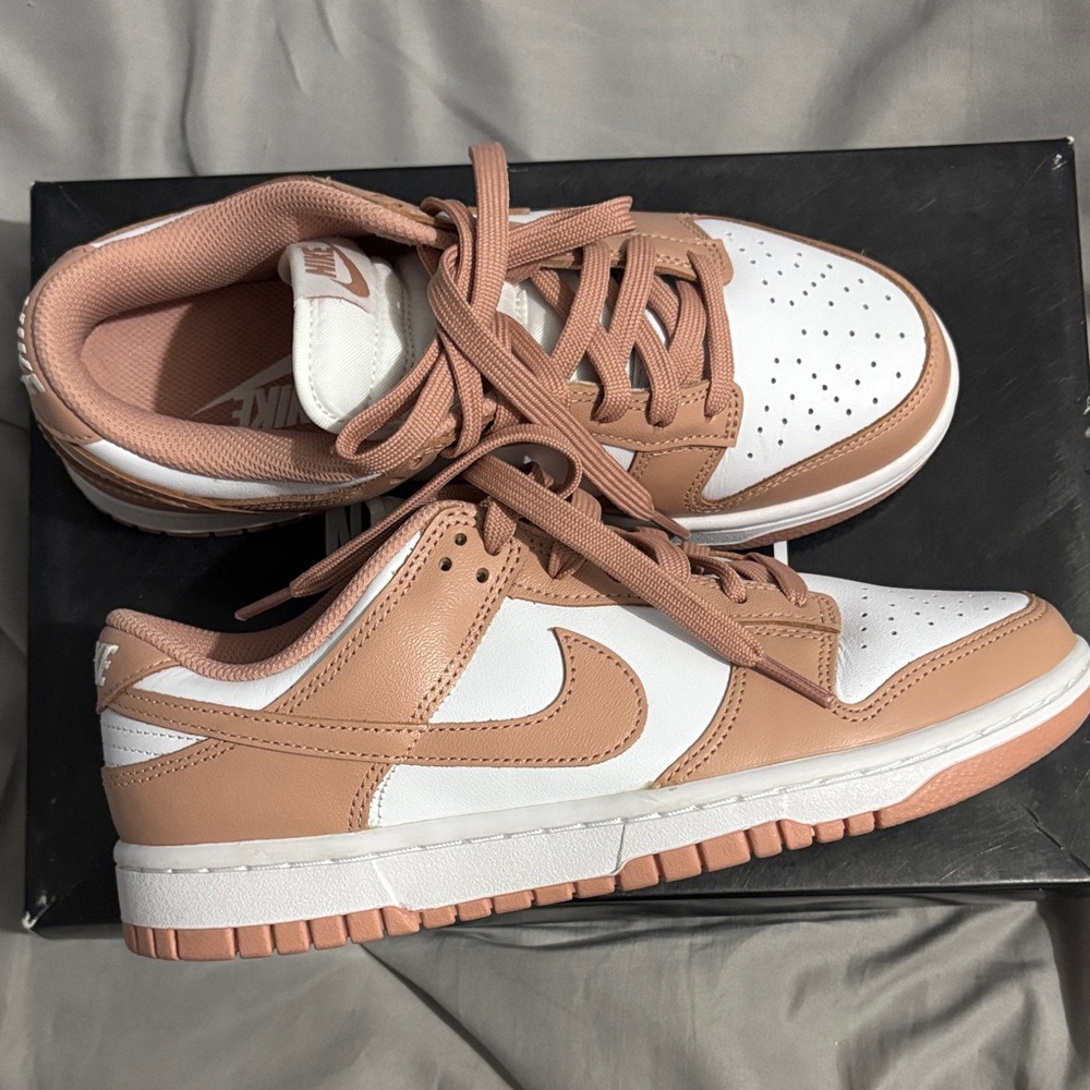 Nike White and Tan Low-Top Sneakers